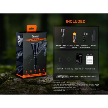 Fenix HT18RV20 - LED-dæmpbar genopladelig lommelygte LED/USB 6000 mAh IP68 3700 lm 87 h sort