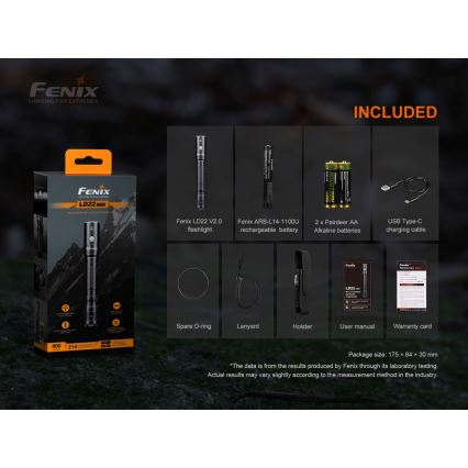 Fenix LD22V20 - LED lommelygte genopladelig LED/USB IP66 800 lm 220 timer