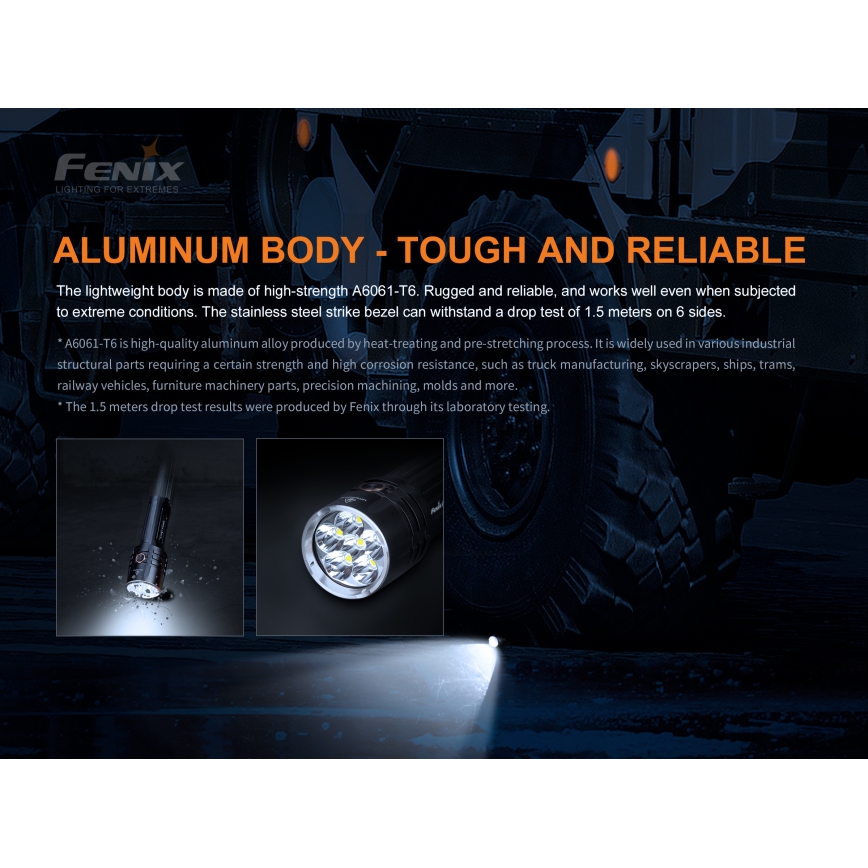 Fenix LR35R - LED lommelygte genopladelig 6xLED/2x21700 4000mAh IP68 10000 lm 80 timer