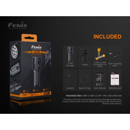 Fenix LR35R - LED lommelygte genopladelig 6xLED/2x21700 4000mAh IP68 10000 lm 80 timer