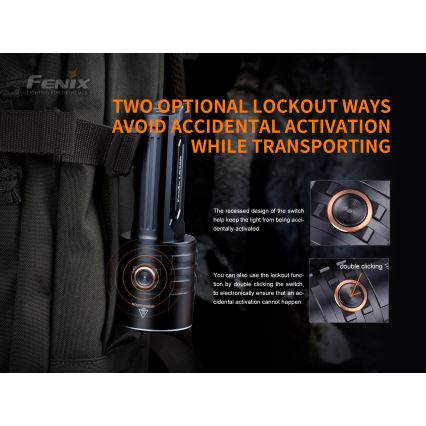 Fenix LR35R - LED lommelygte genopladelig 6xLED/2x21700 4000mAh IP68 10000 lm 80 timer