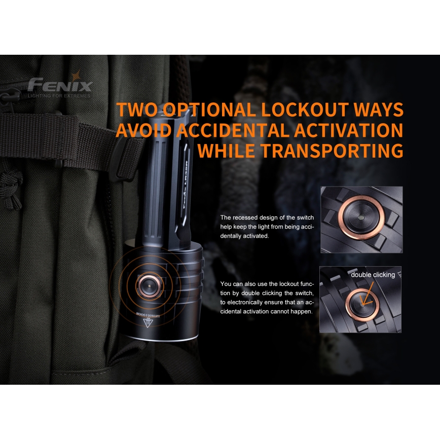 Fenix LR35R - LED lommelygte genopladelig 6xLED/2x21700 4000mAh IP68 10000 lm 80 timer