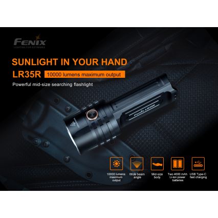 Fenix LR35R - LED lommelygte genopladelig 6xLED/2x21700 4000mAh IP68 10000 lm 80 timer