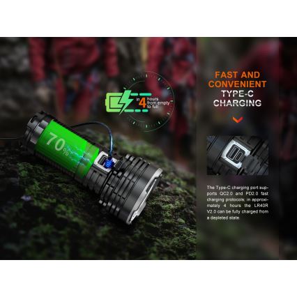 Fenix LR40RV20 - Genopladelig LED lommelygte LED/USB IP68 15000 skinnende 177 timer 5000 mAh
