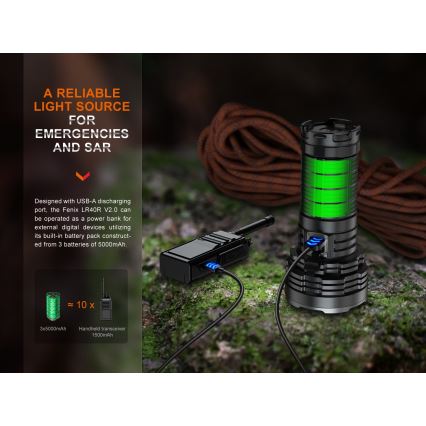 Fenix LR40RV20 - Genopladelig LED lommelygte LED/USB IP68 15000 skinnende 177 timer 5000 mAh