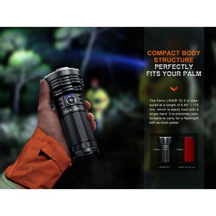 Fenix LR40RV20 - Genopladelig LED lommelygte LED/USB IP68 15000 skinnende 177 timer 5000 mAh