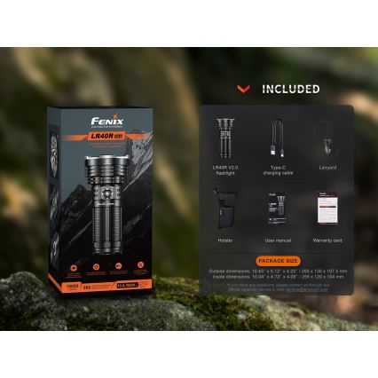 Fenix LR40RV20 - Genopladelig LED lommelygte LED/USB IP68 15000 skinnende 177 timer 5000 mAh