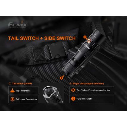 Fenix PD25R - Genopladelig LED lommelygte LED/USB/1xCR123A IP68 800 lm 70 timer 700 mAh