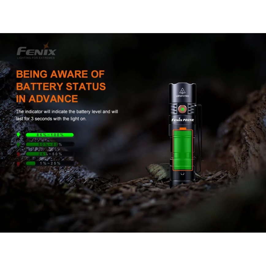 Fenix PD25R - Genopladelig LED lommelygte LED/USB/1xCR123A IP68 800 lm 70 timer 700 mAh