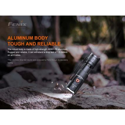 Fenix PD25R - Genopladelig LED lommelygte LED/USB/1xCR123A IP68 800 lm 70 timer 700 mAh