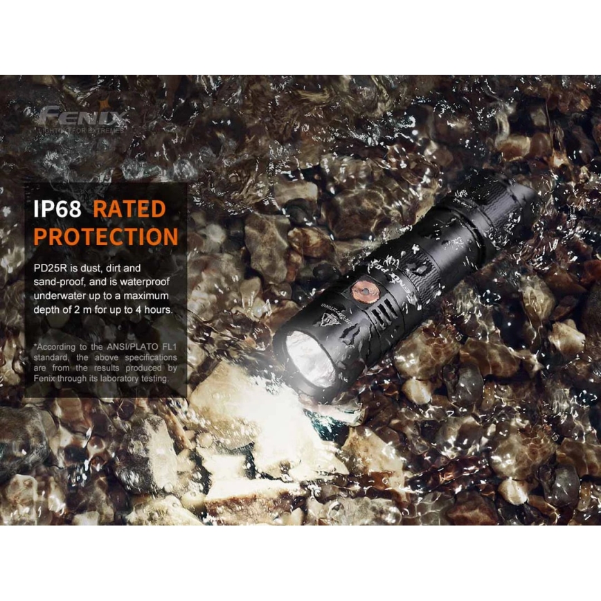 Fenix PD25R - Genopladelig LED lommelygte LED/USB/1xCR123A IP68 800 lm 70 timer 700 mAh