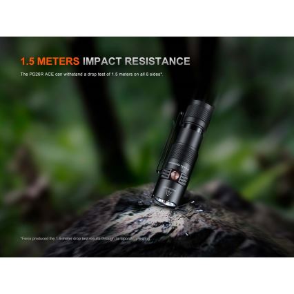 Fenix PD26RACE - LED-dæmpbar genopladelig lommelygte LED/USB 1600 mAh IP68 1300 lm 556 h sort