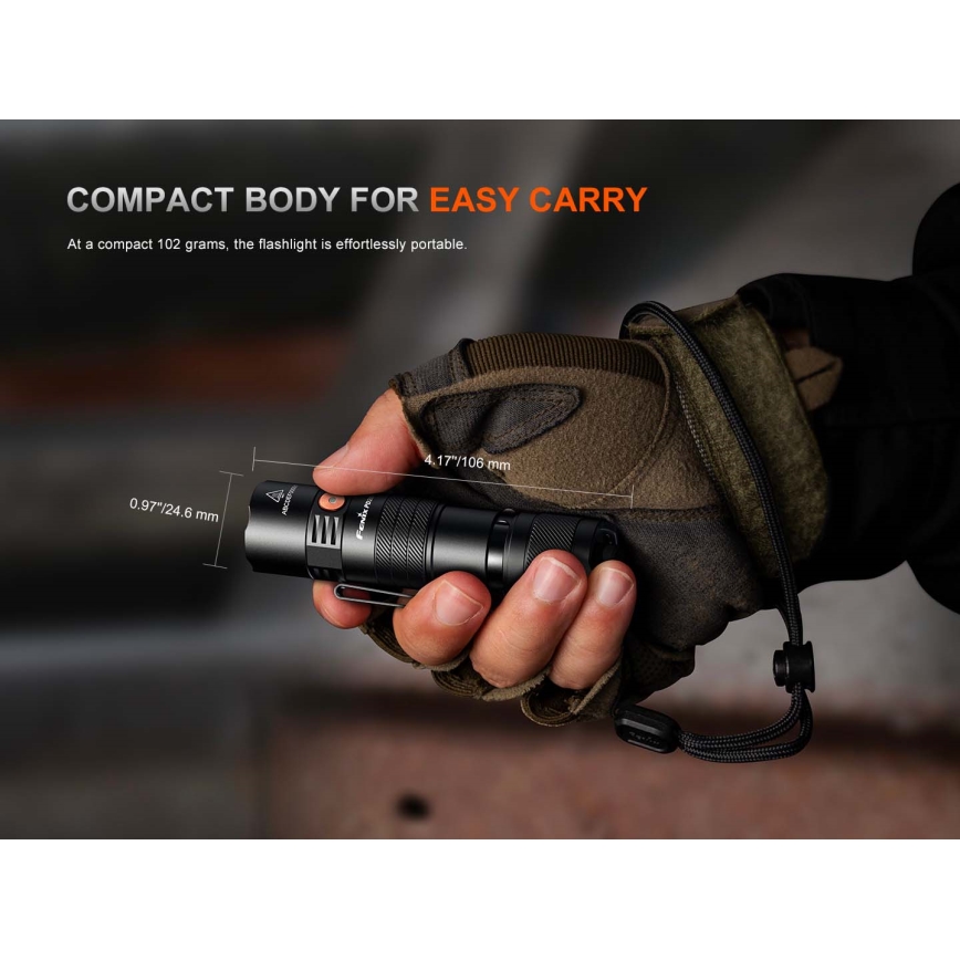 Fenix PD26RACE - LED-dæmpbar genopladelig lommelygte LED/USB 1600 mAh IP68 1300 lm 556 h sort