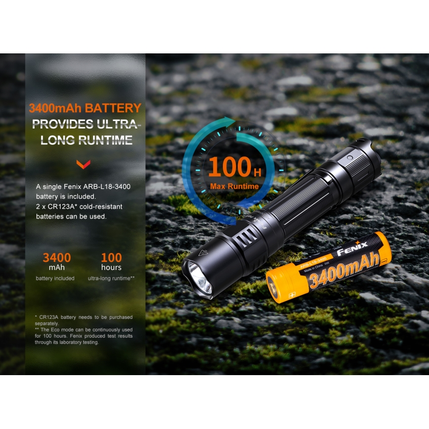 Fenix PD35R - Genopladelig LED lommelygte LED/USB/2xCR123A IP68 1700 lm 100 timer 3400 mAh