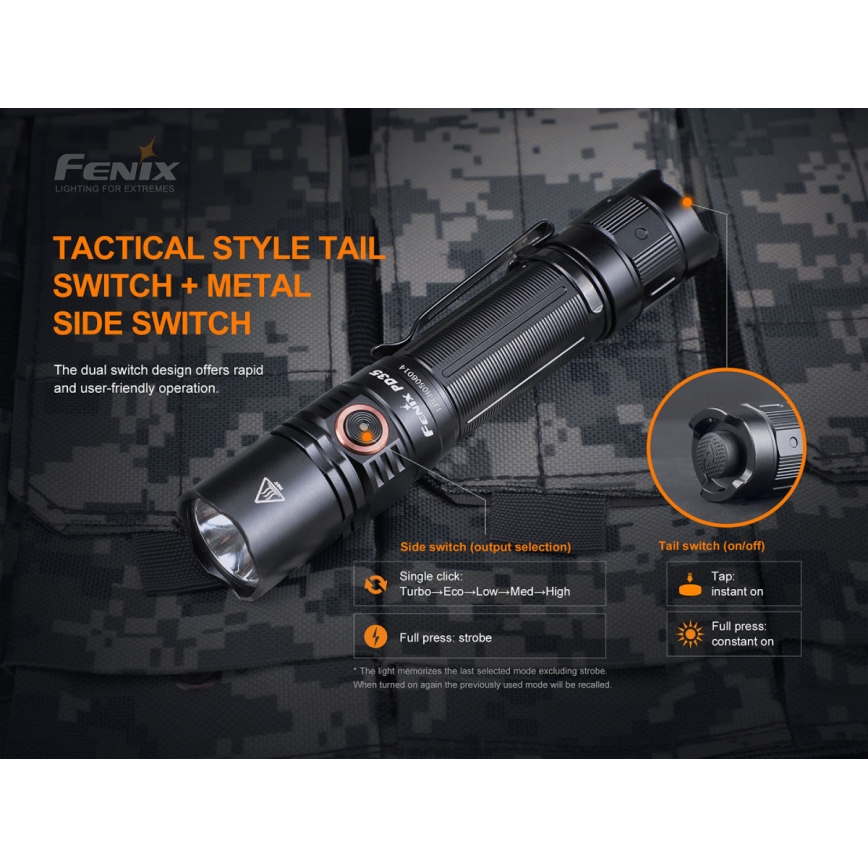Fenix PD35V30 - Genopladelig LED-lommelygte LED/USB/2xCR123A IP68 1700 lm 230 t 2600 mAh