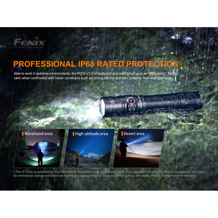 Fenix PD35V30 - Genopladelig LED lommelygte LED/USB/2xCR123A IP68 1700 skinnende 230 timer 2600 mAh