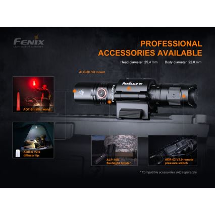 Fenix PD35V30 - Genopladelig LED lommelygte LED/USB/2xCR123A IP68 1700 skinnende 230 timer 2600 mAh
