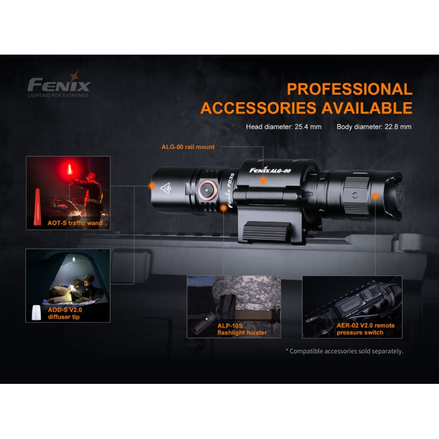 Fenix PD35V30 - Genopladelig LED lommelygte LED/USB/2xCR123A IP68 1700 skinnende 230 timer 2600 mAh