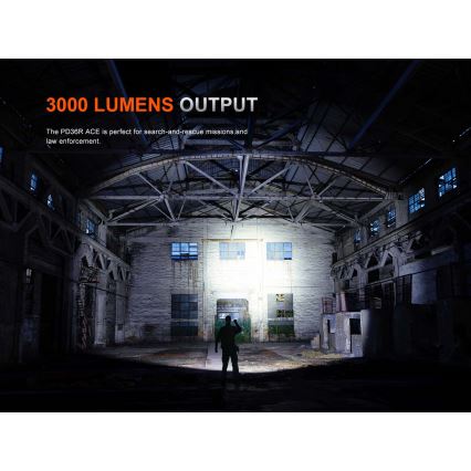 Fenix PD36RACE - LED dæmpbar genopladelig lommelygte LED/USB 5000 mAh IP68 3000 lm 63,45 h sort