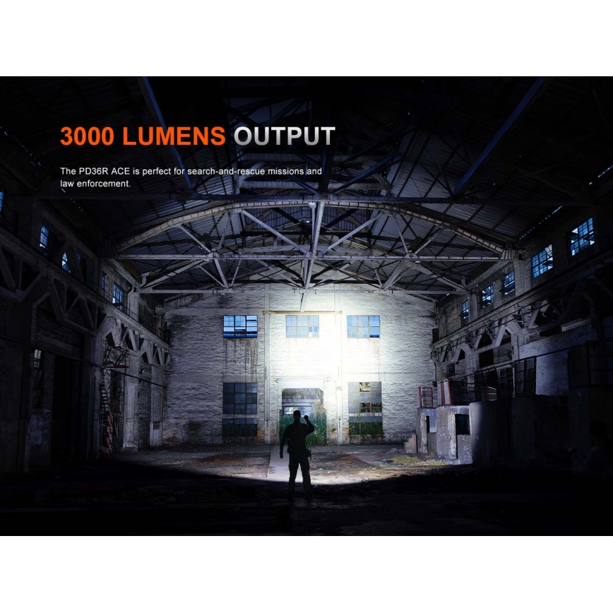 Fenix PD36RACE - LED dæmpbar genopladelig lommelygte LED/USB 5000 mAh IP68 3000 lm 63,45 h sort