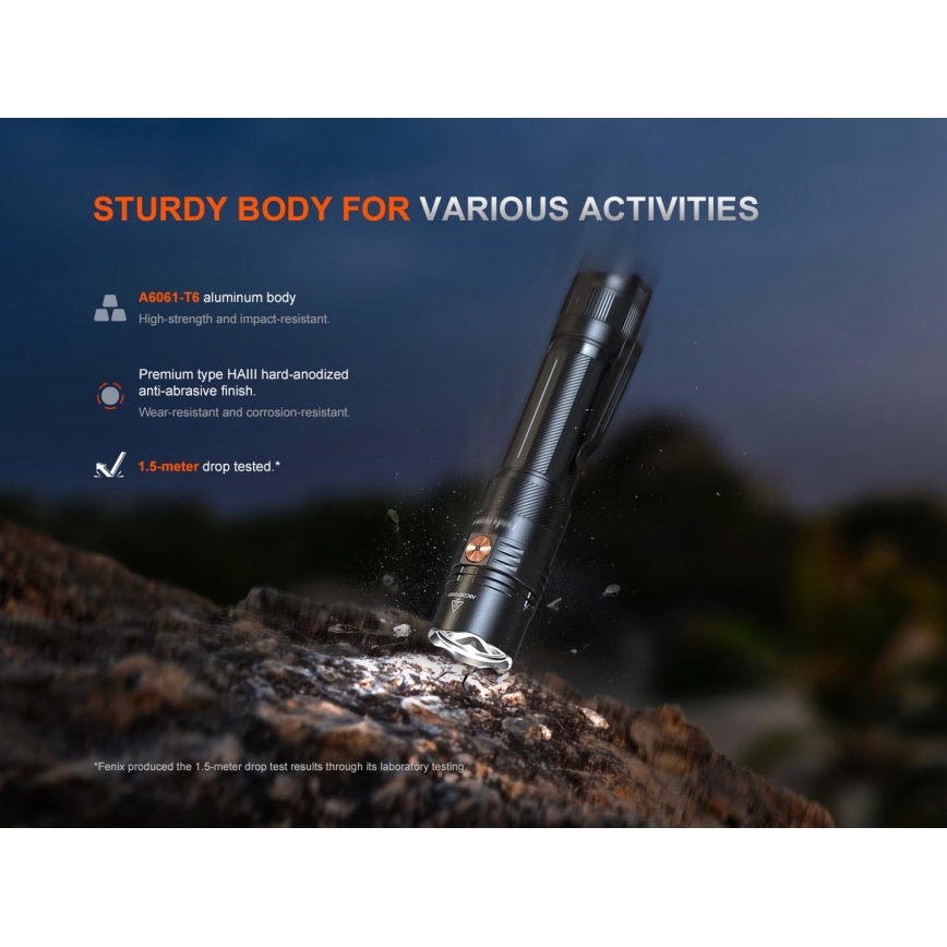 Fenix PD36RACE - LED dæmpbar genopladelig lommelygte LED/USB 5000 mAh IP68 3000 lm 63,45 h sort