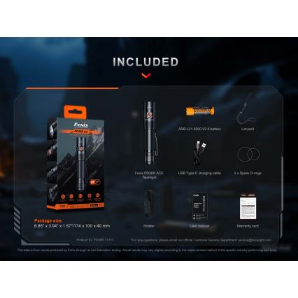Fenix PD36RACE - LED dæmpbar genopladelig lommelygte LED/USB 5000 mAh IP68 3000 lm 63,45 h sort
