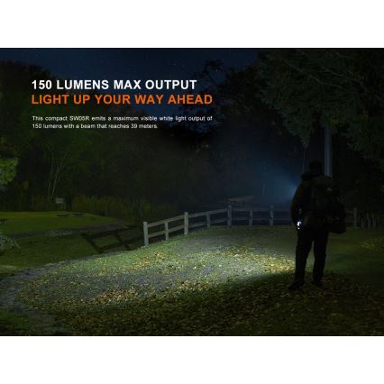 Fenix SW05RREDBLC - LED lommelygte dæmpbar og genopladelig LED/USB IPX6 150 lm 49 timer sort