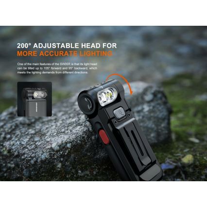 Fenix SW05RREDBLC - LED lommelygte dæmpbar og genopladelig LED/USB IPX6 150 lm 49 timer sort