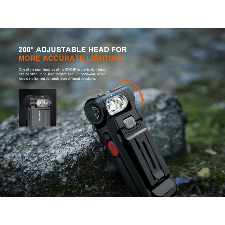 Fenix SW05RREDBLC - LED lommelygte dæmpbar og genopladelig LED/USB IPX6 150 lm 49 timer sort