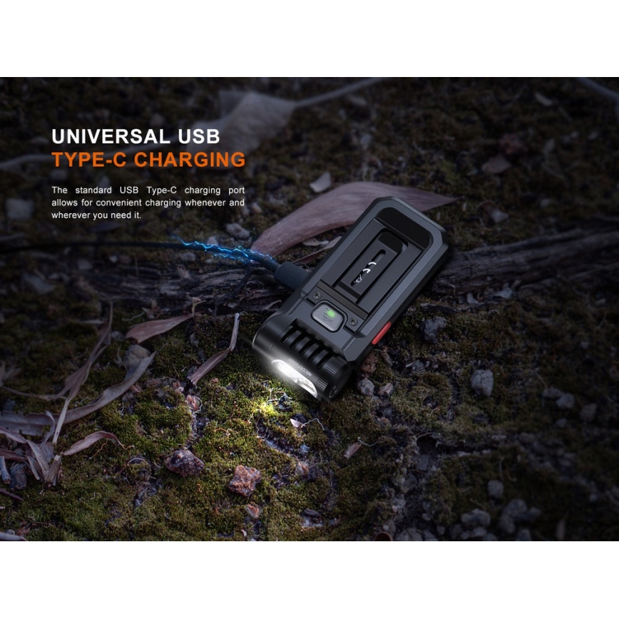 Fenix SW05RREDBLC - LED lommelygte dæmpbar og genopladelig LED/USB IPX6 150 lm 49 timer sort