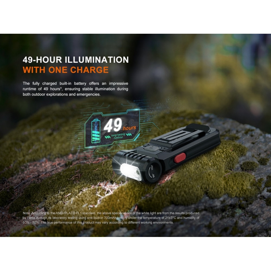 Fenix SW05RREDBLC - LED lommelygte dæmpbar og genopladelig LED/USB IPX6 150 lm 49 timer sort