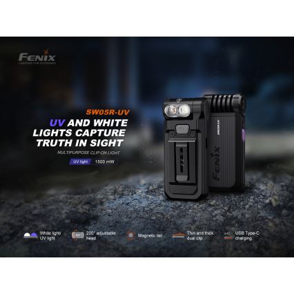 Fenix SW05RUVBLC - LED lommelygte dæmpbar og genopladelig LED/USB IPX6 150 lm 49 timer sort