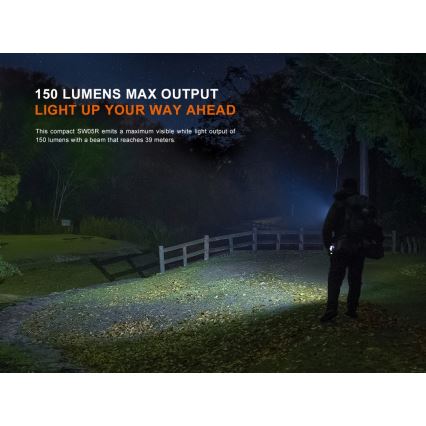 Fenix SW05RUVBLC - LED lommelygte dæmpbar og genopladelig LED/USB IPX6 150 lm 49 timer sort