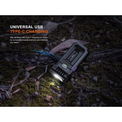 Fenix SW05RUVBLC - LED lommelygte dæmpbar og genopladelig LED/USB IPX6 150 lm 49 timer sort