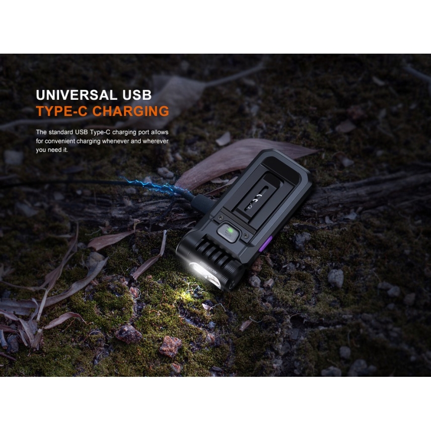 Fenix SW05RUVBLC - LED lommelygte dæmpbar og genopladelig LED/USB IPX6 150 lm 49 timer sort
