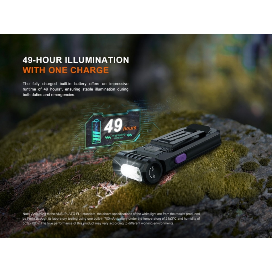 Fenix SW05RUVBLC - LED lommelygte dæmpbar og genopladelig LED/USB IPX6 150 lm 49 timer sort