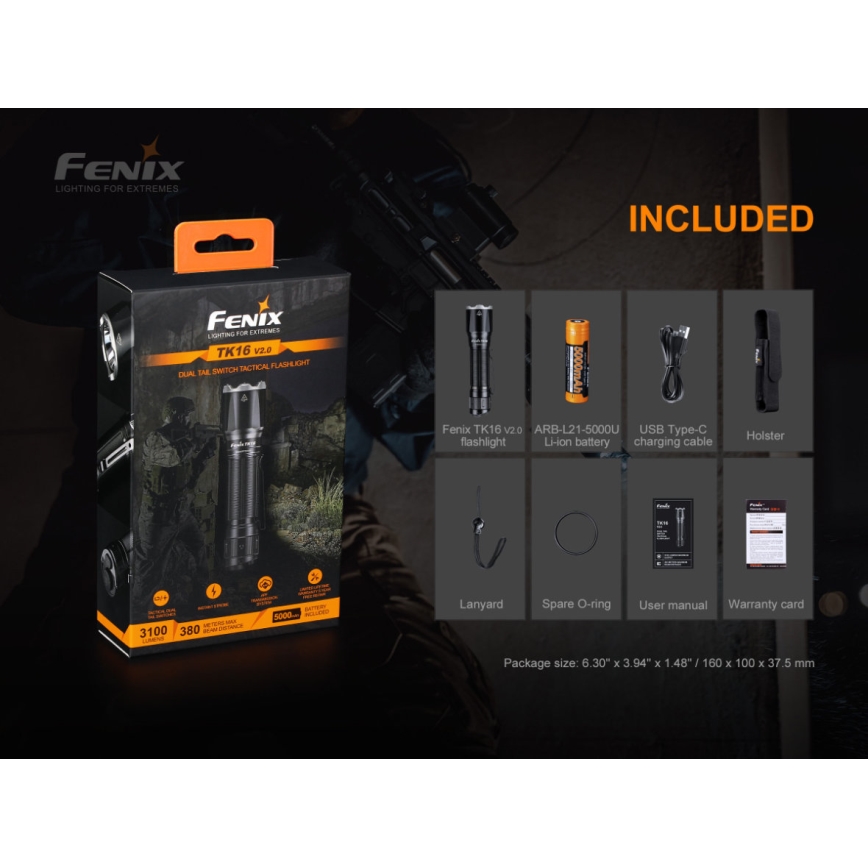 Fenix TK16V20 - LED lommelygte genopladelig LED/1x21700 IP68 3100 lm 43 timer