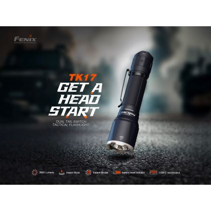Fenix TK17BLK - LED dæmpbar genopladelig lommelygte LED/USB 6000 mAh IP68 3600 lm 60 t sort