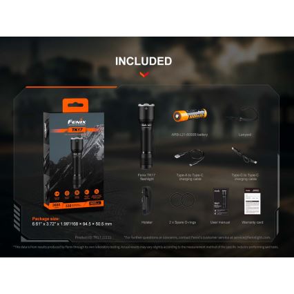 Fenix TK17BLK - LED dæmpbar genopladelig lommelygte LED/USB 6000 mAh IP68 3600 lm 60 t sort