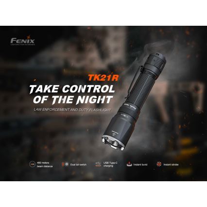 Fenix TK21RBLK - LED-dæmpbar opladelig lommelygte LED/USB 6000 mAh IP68 3600 lm 72,5 h sort