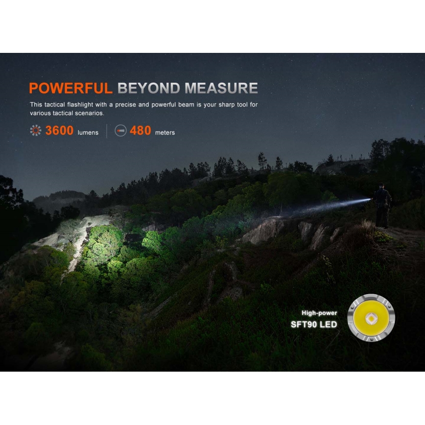 Fenix TK21RBLK - LED-dæmpbar opladelig lommelygte LED/USB 6000 mAh IP68 3600 lm 72,5 h sort