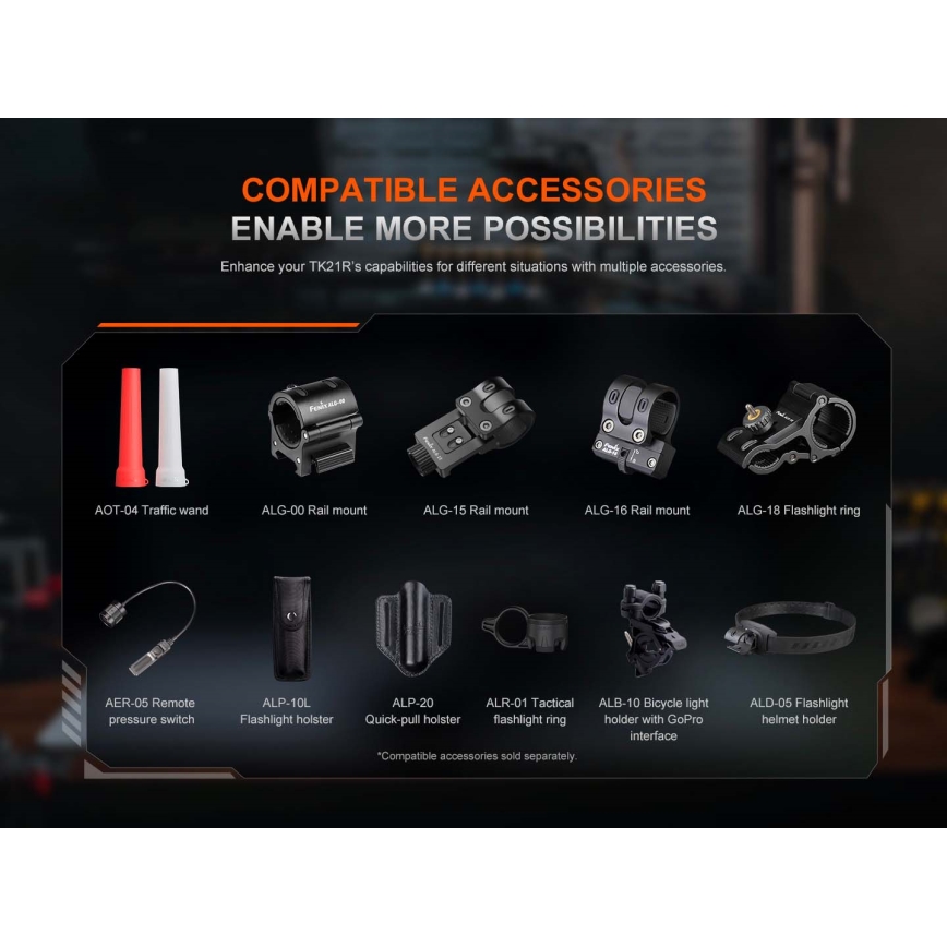 Fenix TK21RBLK - LED-dæmpbar opladelig lommelygte LED/USB 6000 mAh IP68 3600 lm 72,5 h sort