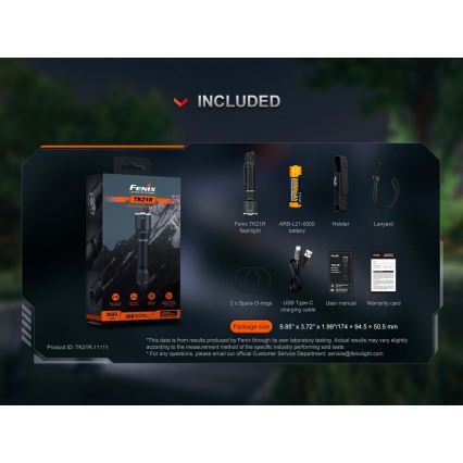 Fenix TK21RBLK - LED-dæmpbar opladelig lommelygte LED/USB 6000 mAh IP68 3600 lm 72,5 h sort