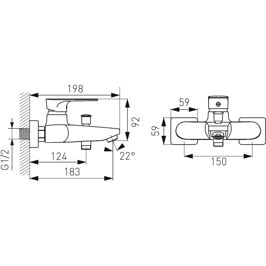 FERRO - Badekarsarmatur ALGEO SQUARE i blank krom