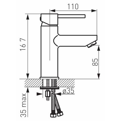 FERRO - Håndvaskarmatur + bundventil FIESTA i poleret krom