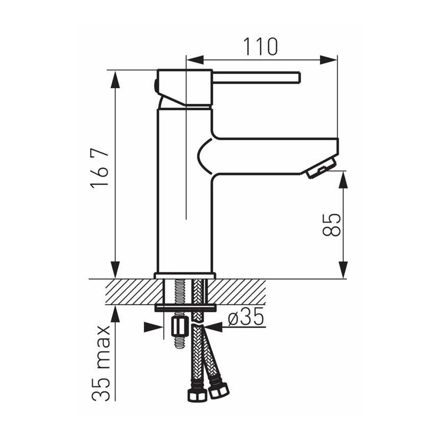 FERRO - Håndvaskarmatur + bundventil FIESTA i poleret krom