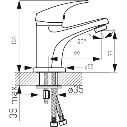 FERRO - Håndvaskarmatur + ONE-bundventil, poleret krom