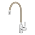 FERRO - Hane m. fleksibel arm skinnende krom/beige