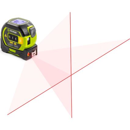 Fieldmann - Afstandsmåler med laser med LED-lys display og roulette meter 2xAA
