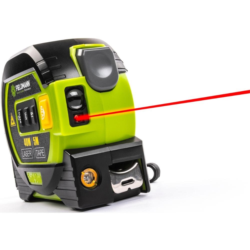 Fieldmann - Afstandsmåler med laser med LED-lys display og roulette meter 2xAA